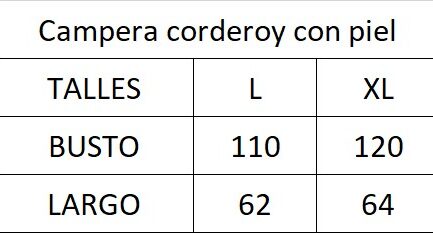 Campera corderoy con piel