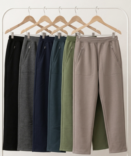 Pantalon algodon frizado angosto